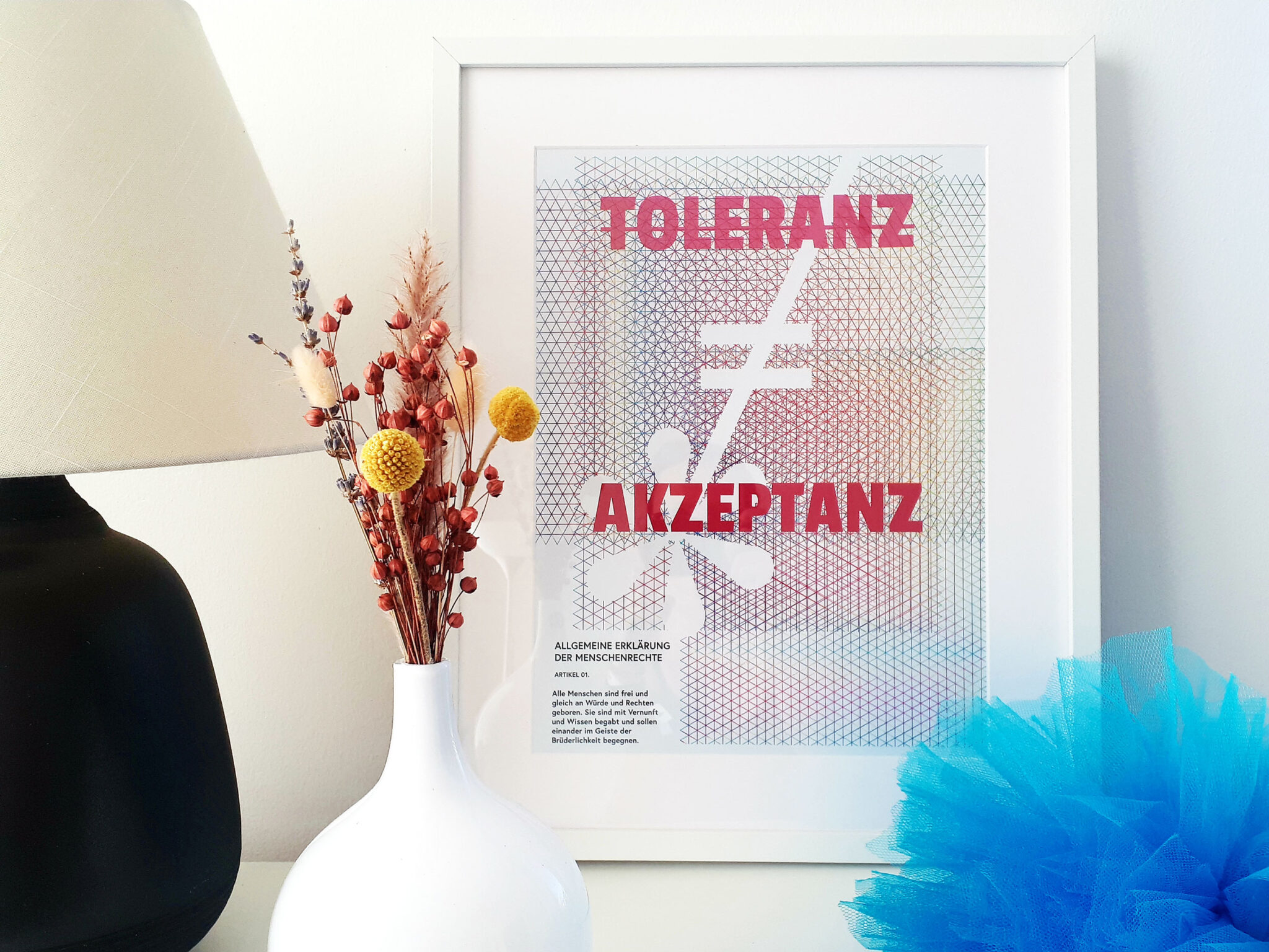 Eingerahmtes Poster Toleranz vs. Akzeptanz
